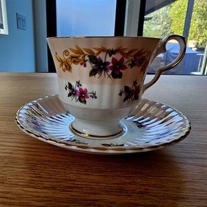 Vintage Royal Windsor Wild Flowers Teacup and Saucer